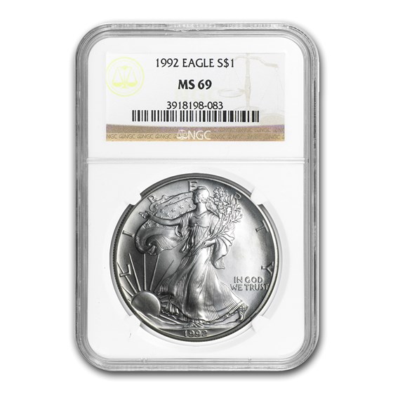 1992 Silver American Eagle MS-69 NGC 1992 Silver American Eagle MS-69 NGC